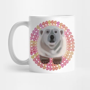 Polar Bear on circular heart pattern Mug